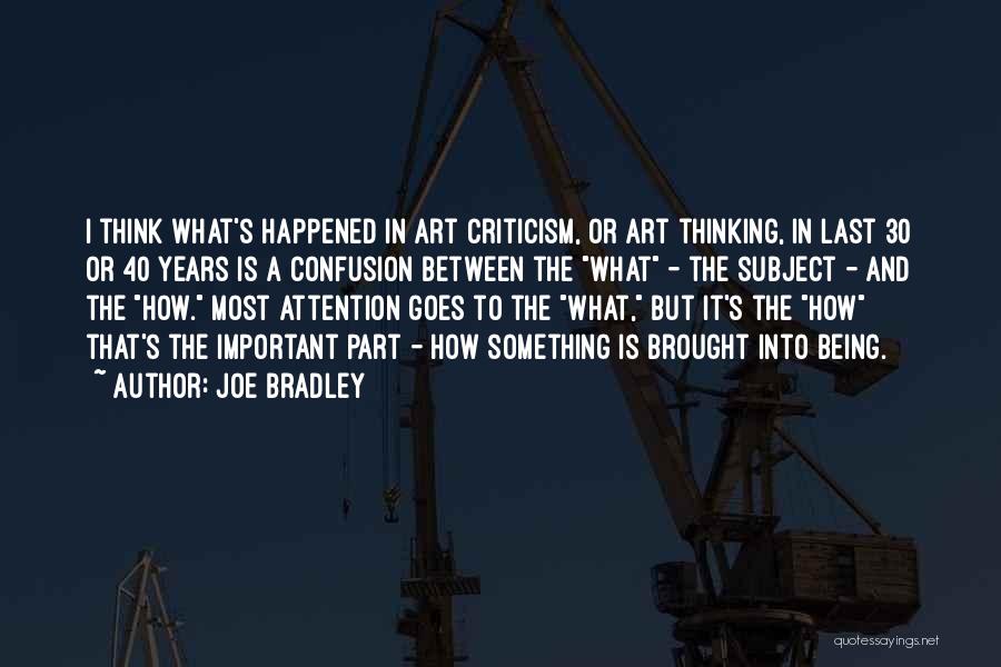 Joe Bradley Quotes: I Think What's Happened In Art Criticism, Or Art Thinking, In Last 30 Or 40 Years Is A Confusion Between