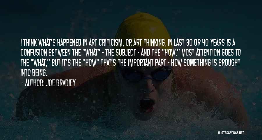 Joe Bradley Quotes: I Think What's Happened In Art Criticism, Or Art Thinking, In Last 30 Or 40 Years Is A Confusion Between