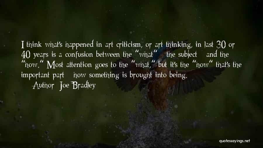 Joe Bradley Quotes: I Think What's Happened In Art Criticism, Or Art Thinking, In Last 30 Or 40 Years Is A Confusion Between