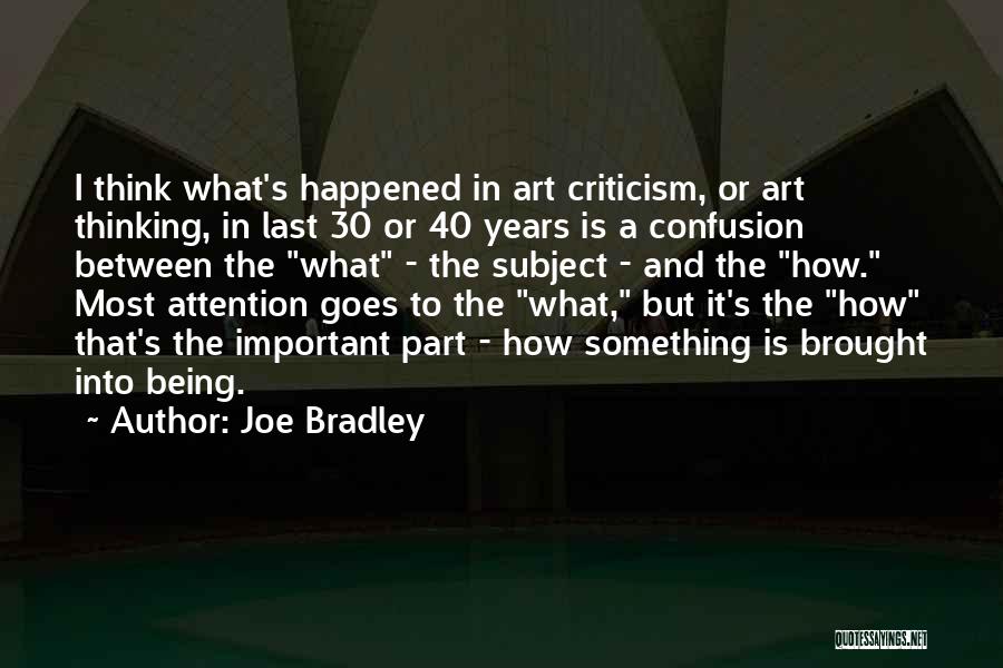 Joe Bradley Quotes: I Think What's Happened In Art Criticism, Or Art Thinking, In Last 30 Or 40 Years Is A Confusion Between
