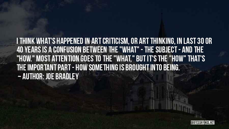 Joe Bradley Quotes: I Think What's Happened In Art Criticism, Or Art Thinking, In Last 30 Or 40 Years Is A Confusion Between