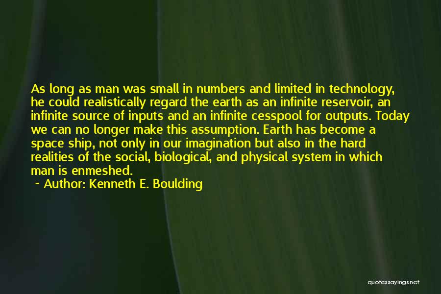 Kenneth E. Boulding Quotes: As Long As Man Was Small In Numbers And Limited In Technology, He Could Realistically Regard The Earth As An