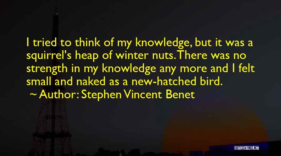 Stephen Vincent Benet Quotes: I Tried To Think Of My Knowledge, But It Was A Squirrel's Heap Of Winter Nuts. There Was No Strength