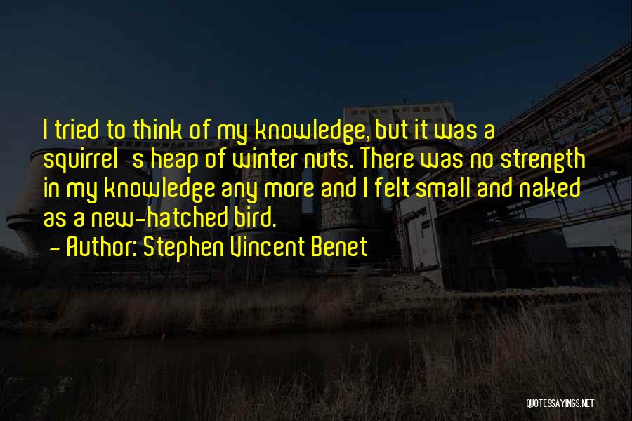 Stephen Vincent Benet Quotes: I Tried To Think Of My Knowledge, But It Was A Squirrel's Heap Of Winter Nuts. There Was No Strength