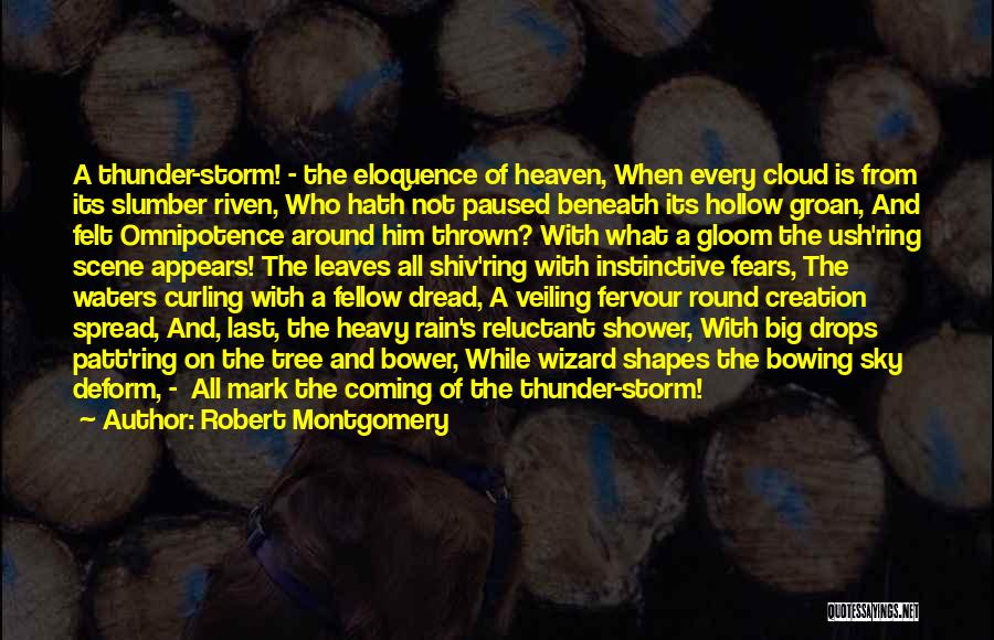 Robert Montgomery Quotes: A Thunder-storm! - The Eloquence Of Heaven, When Every Cloud Is From Its Slumber Riven, Who Hath Not Paused Beneath