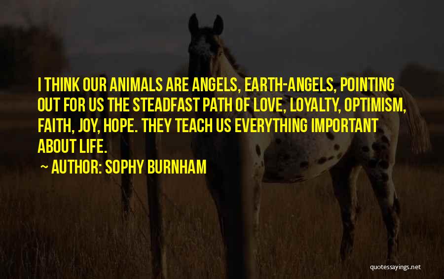 Sophy Burnham Quotes: I Think Our Animals Are Angels, Earth-angels, Pointing Out For Us The Steadfast Path Of Love, Loyalty, Optimism, Faith, Joy,