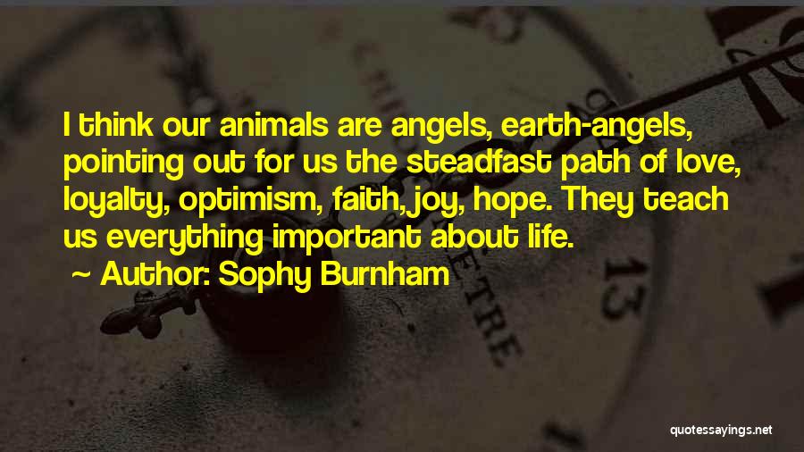 Sophy Burnham Quotes: I Think Our Animals Are Angels, Earth-angels, Pointing Out For Us The Steadfast Path Of Love, Loyalty, Optimism, Faith, Joy,