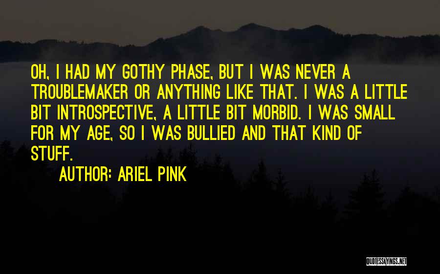 Ariel Pink Quotes: Oh, I Had My Gothy Phase, But I Was Never A Troublemaker Or Anything Like That. I Was A Little