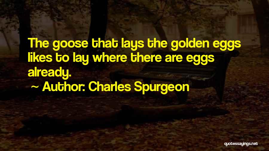 Charles Spurgeon Quotes: The Goose That Lays The Golden Eggs Likes To Lay Where There Are Eggs Already.