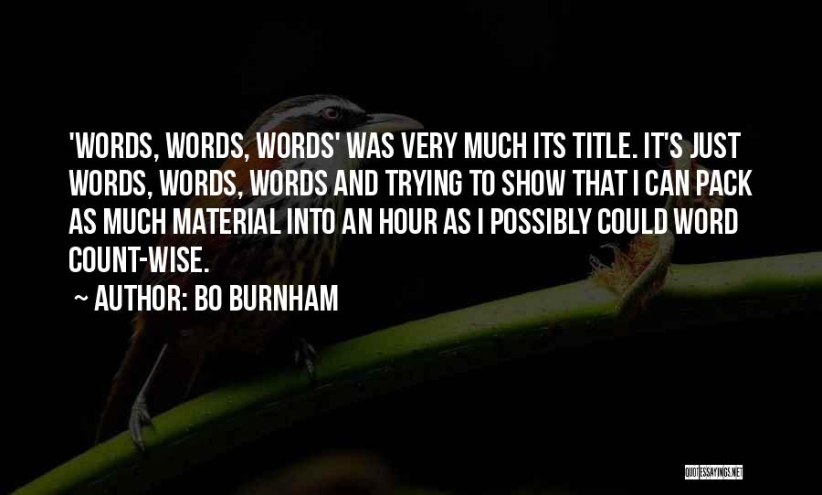 Bo Burnham Quotes: 'words, Words, Words' Was Very Much Its Title. It's Just Words, Words, Words And Trying To Show That I Can