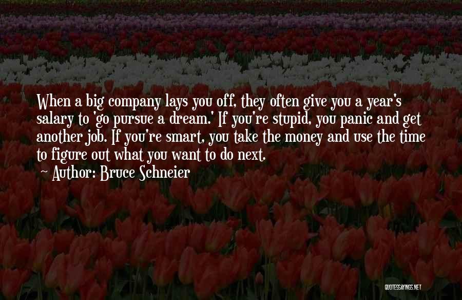 Bruce Schneier Quotes: When A Big Company Lays You Off, They Often Give You A Year's Salary To 'go Pursue A Dream.' If
