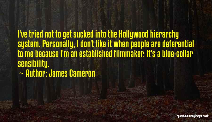 James Cameron Quotes: I've Tried Not To Get Sucked Into The Hollywood Hierarchy System. Personally, I Don't Like It When People Are Deferential