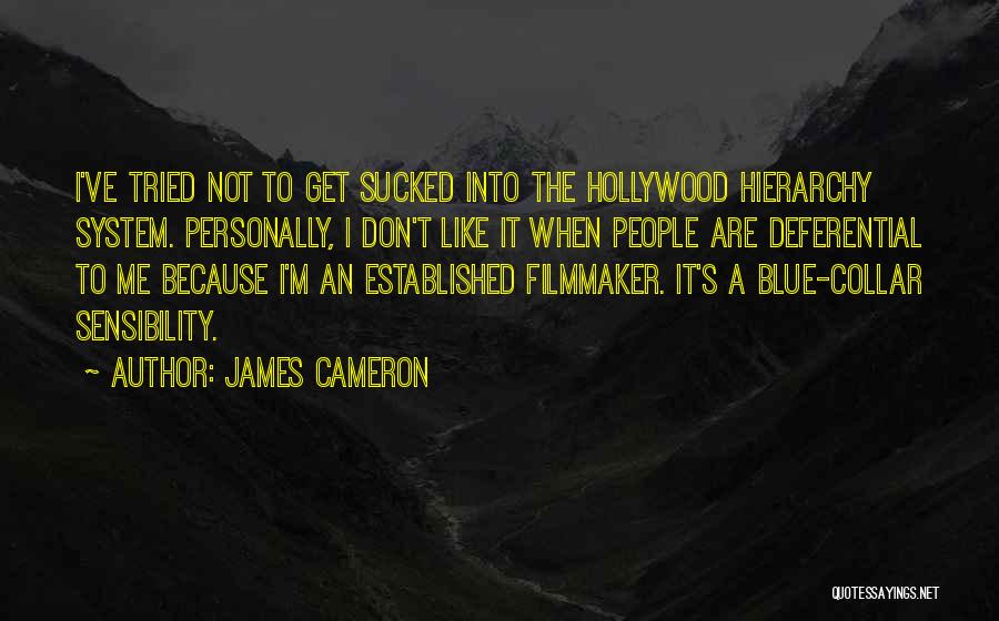 James Cameron Quotes: I've Tried Not To Get Sucked Into The Hollywood Hierarchy System. Personally, I Don't Like It When People Are Deferential