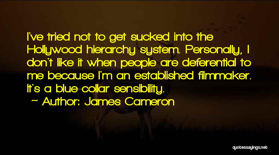 James Cameron Quotes: I've Tried Not To Get Sucked Into The Hollywood Hierarchy System. Personally, I Don't Like It When People Are Deferential