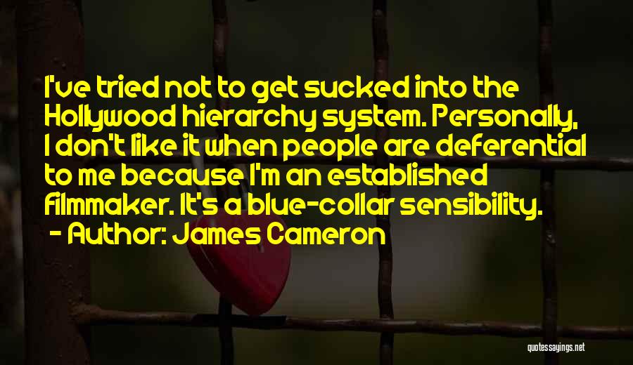 James Cameron Quotes: I've Tried Not To Get Sucked Into The Hollywood Hierarchy System. Personally, I Don't Like It When People Are Deferential