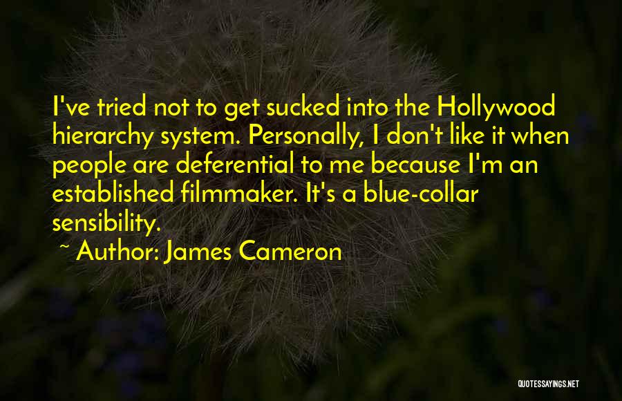 James Cameron Quotes: I've Tried Not To Get Sucked Into The Hollywood Hierarchy System. Personally, I Don't Like It When People Are Deferential