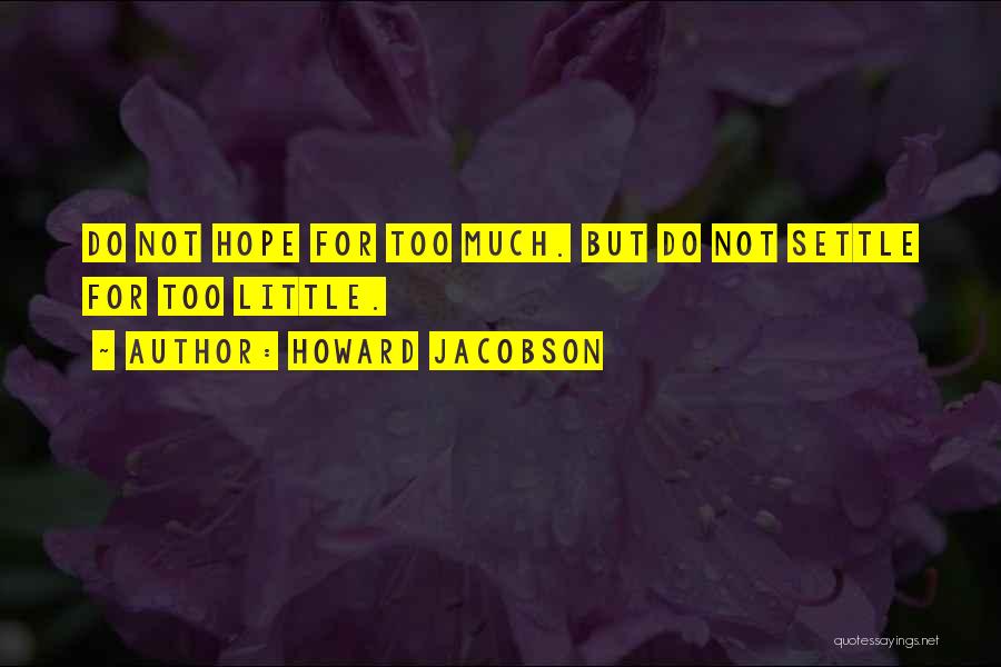 Howard Jacobson Quotes: Do Not Hope For Too Much. But Do Not Settle For Too Little.