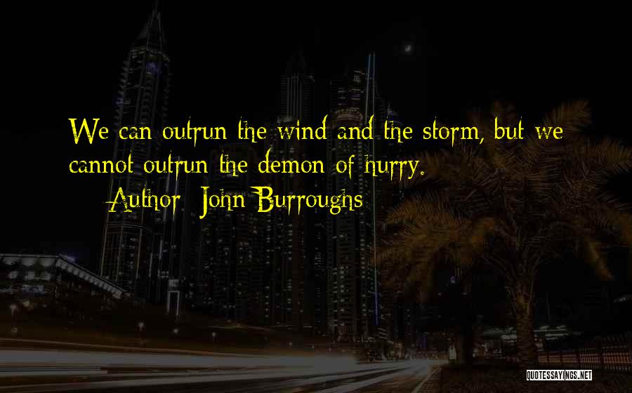John Burroughs Quotes: We Can Outrun The Wind And The Storm, But We Cannot Outrun The Demon Of Hurry.