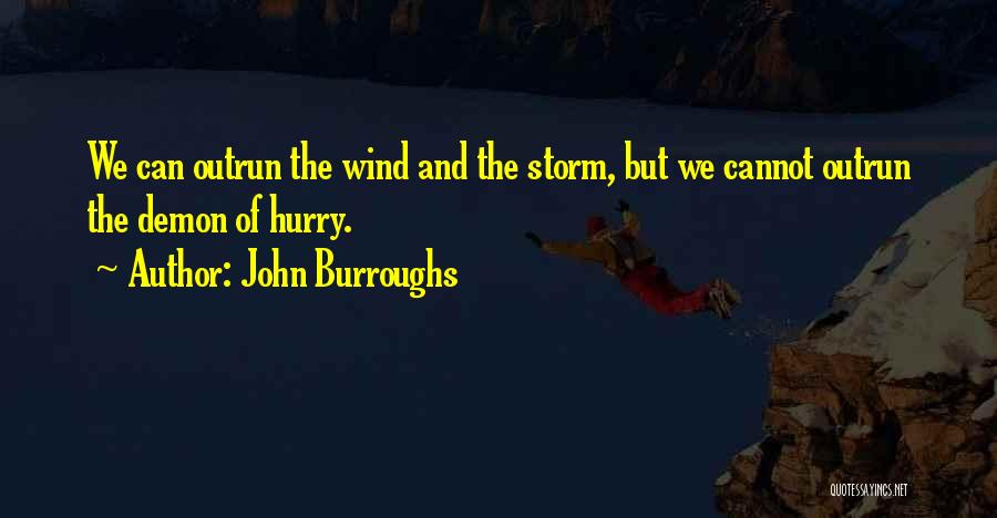 John Burroughs Quotes: We Can Outrun The Wind And The Storm, But We Cannot Outrun The Demon Of Hurry.
