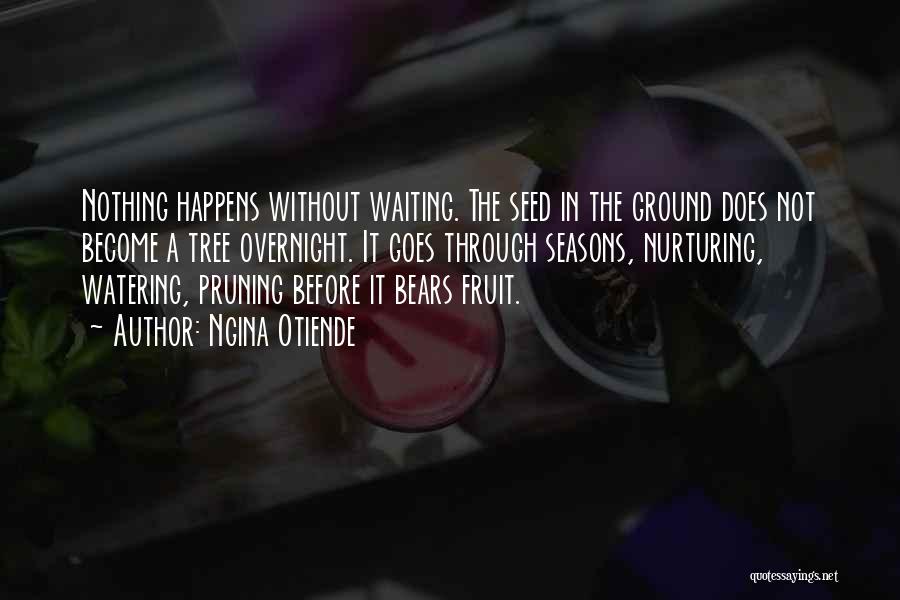 Ngina Otiende Quotes: Nothing Happens Without Waiting. The Seed In The Ground Does Not Become A Tree Overnight. It Goes Through Seasons, Nurturing,