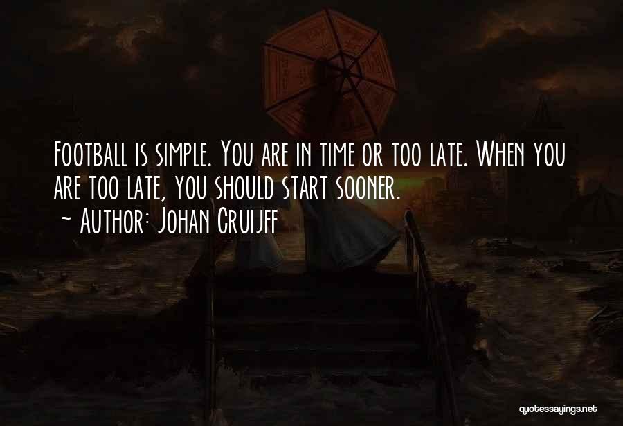 Johan Cruijff Quotes: Football Is Simple. You Are In Time Or Too Late. When You Are Too Late, You Should Start Sooner.