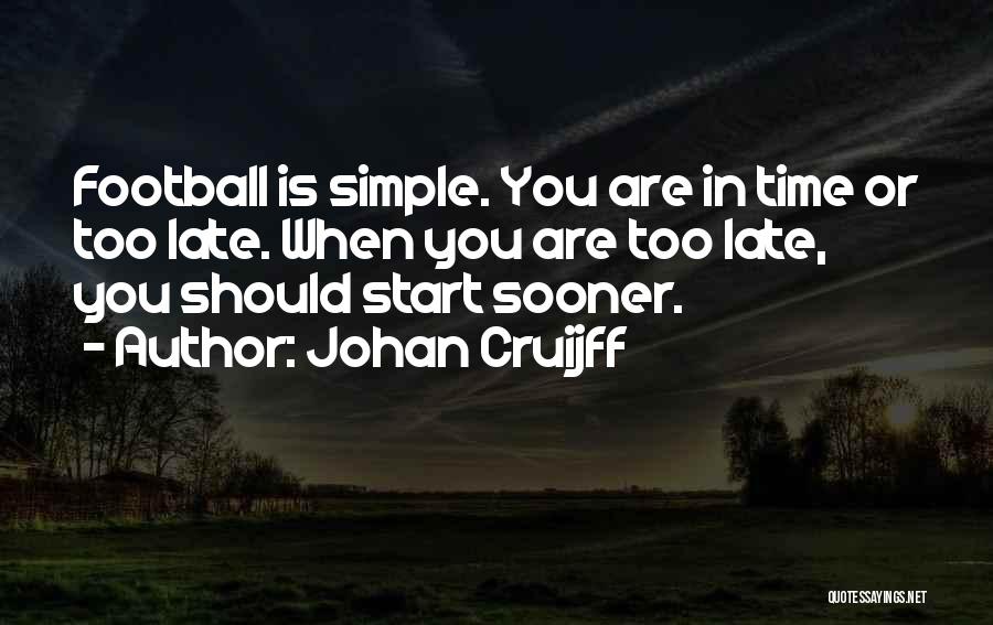 Johan Cruijff Quotes: Football Is Simple. You Are In Time Or Too Late. When You Are Too Late, You Should Start Sooner.