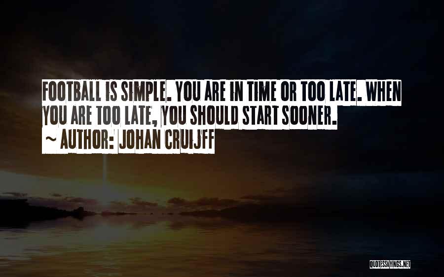 Johan Cruijff Quotes: Football Is Simple. You Are In Time Or Too Late. When You Are Too Late, You Should Start Sooner.