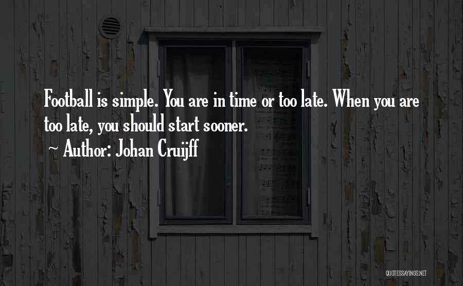 Johan Cruijff Quotes: Football Is Simple. You Are In Time Or Too Late. When You Are Too Late, You Should Start Sooner.