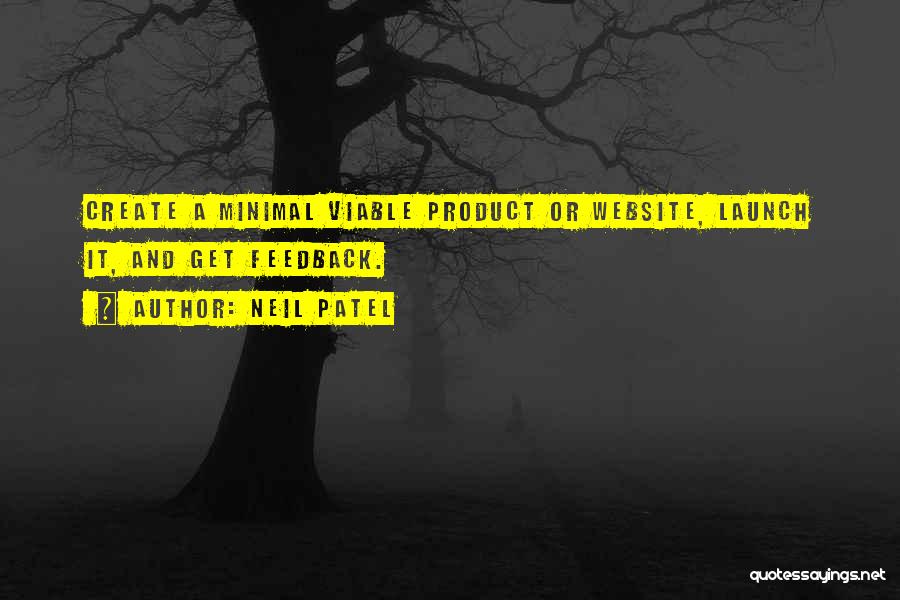 Neil Patel Quotes: Create A Minimal Viable Product Or Website, Launch It, And Get Feedback.