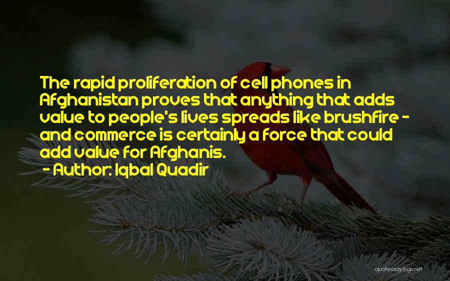 Iqbal Quadir Quotes: The Rapid Proliferation Of Cell Phones In Afghanistan Proves That Anything That Adds Value To People's Lives Spreads Like Brushfire