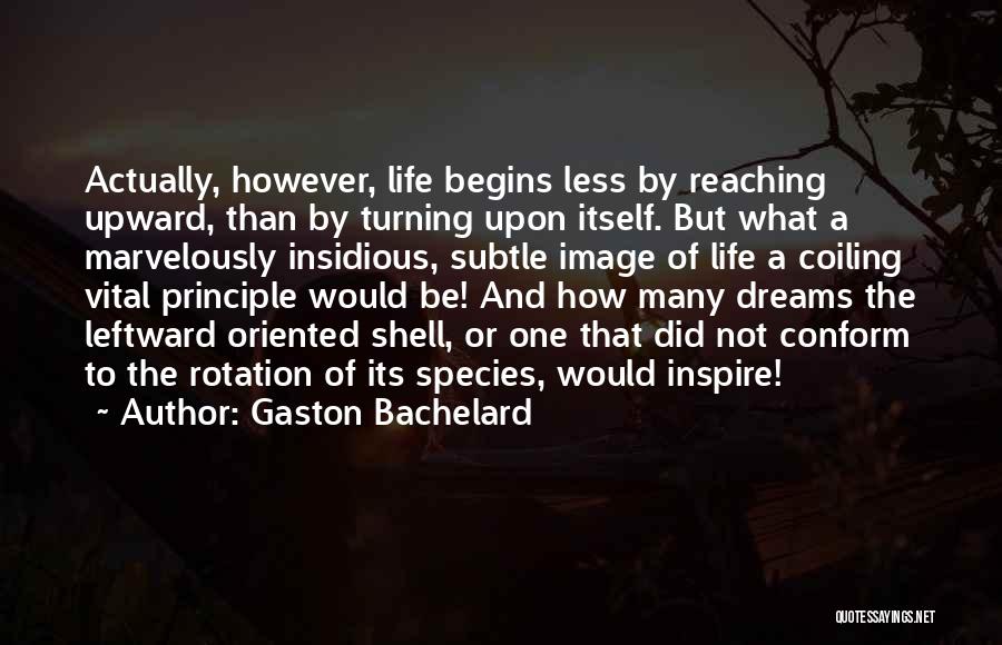 Gaston Bachelard Quotes: Actually, However, Life Begins Less By Reaching Upward, Than By Turning Upon Itself. But What A Marvelously Insidious, Subtle Image