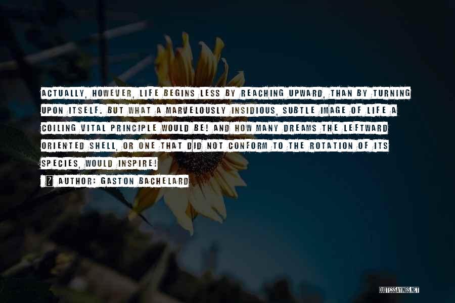 Gaston Bachelard Quotes: Actually, However, Life Begins Less By Reaching Upward, Than By Turning Upon Itself. But What A Marvelously Insidious, Subtle Image