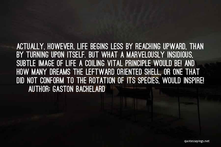 Gaston Bachelard Quotes: Actually, However, Life Begins Less By Reaching Upward, Than By Turning Upon Itself. But What A Marvelously Insidious, Subtle Image