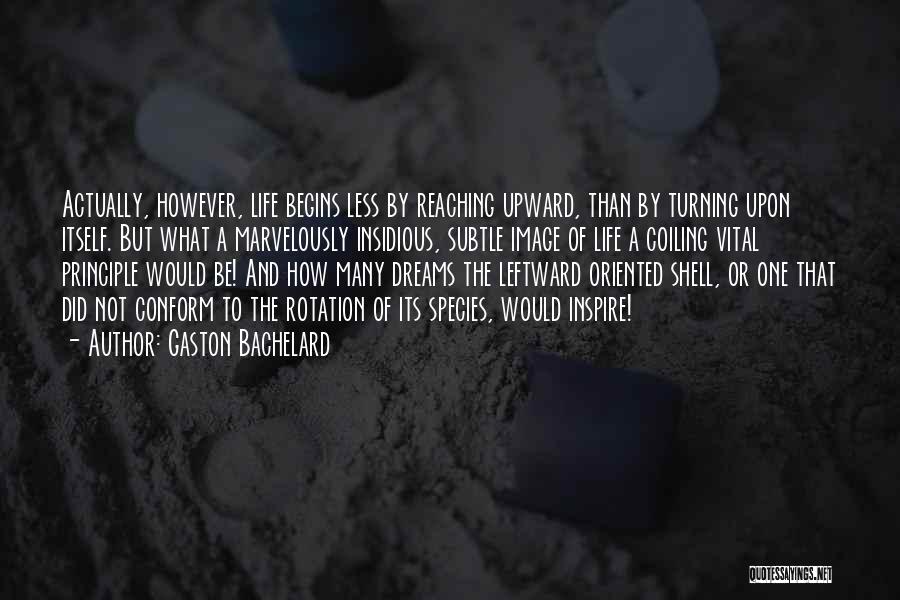 Gaston Bachelard Quotes: Actually, However, Life Begins Less By Reaching Upward, Than By Turning Upon Itself. But What A Marvelously Insidious, Subtle Image