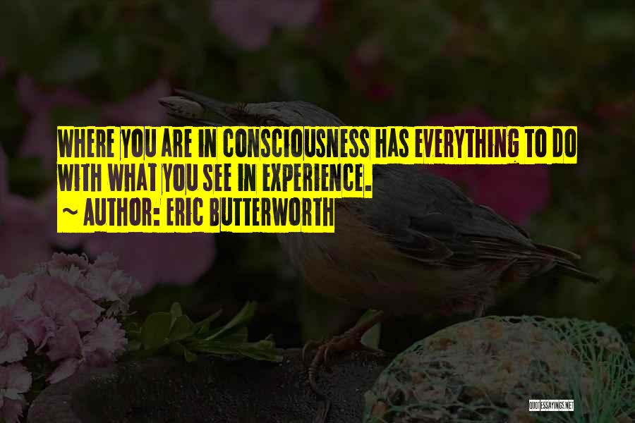 Eric Butterworth Quotes: Where You Are In Consciousness Has Everything To Do With What You See In Experience.