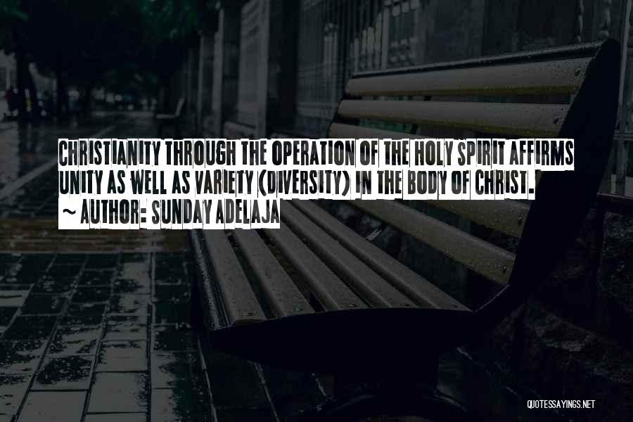 Sunday Adelaja Quotes: Christianity Through The Operation Of The Holy Spirit Affirms Unity As Well As Variety (diversity) In The Body Of Christ.