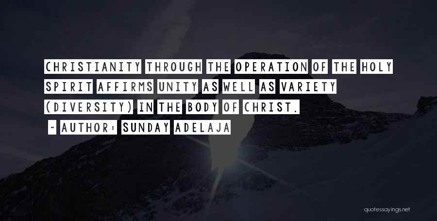 Sunday Adelaja Quotes: Christianity Through The Operation Of The Holy Spirit Affirms Unity As Well As Variety (diversity) In The Body Of Christ.