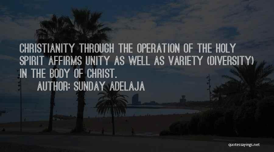 Sunday Adelaja Quotes: Christianity Through The Operation Of The Holy Spirit Affirms Unity As Well As Variety (diversity) In The Body Of Christ.