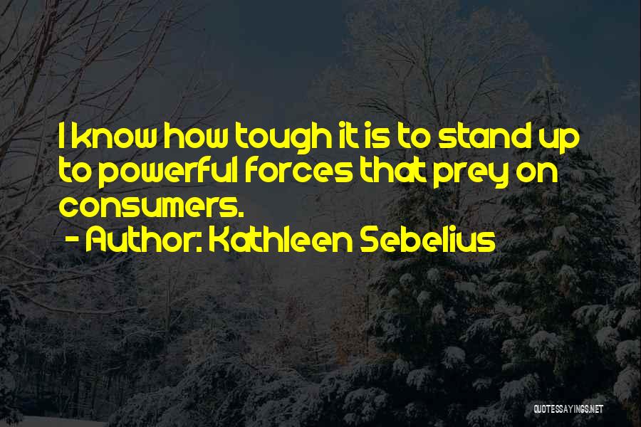 Kathleen Sebelius Quotes: I Know How Tough It Is To Stand Up To Powerful Forces That Prey On Consumers.