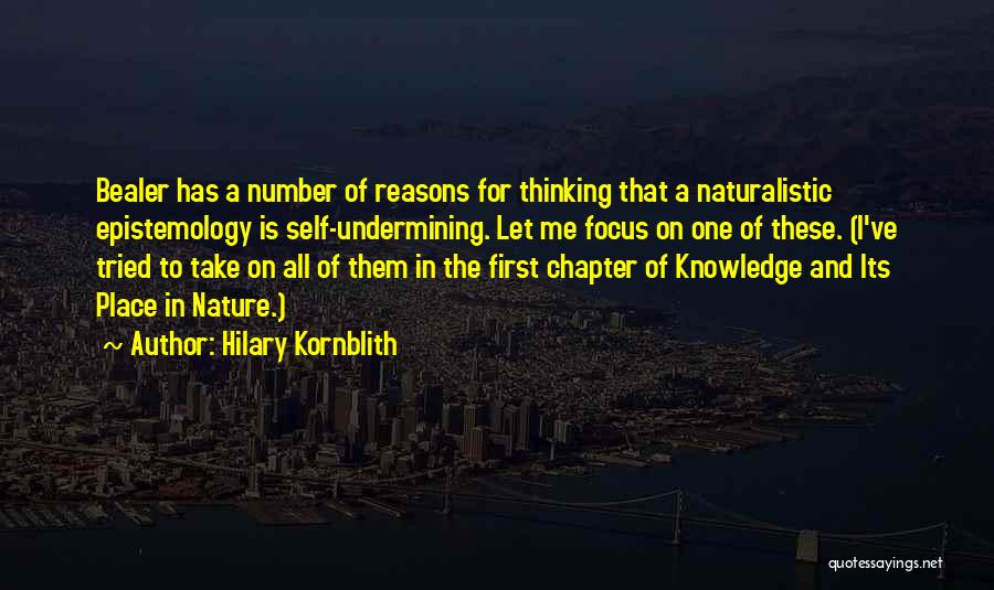 Hilary Kornblith Quotes: Bealer Has A Number Of Reasons For Thinking That A Naturalistic Epistemology Is Self-undermining. Let Me Focus On One Of