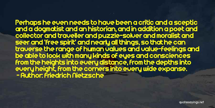 Friedrich Nietzsche Quotes: Perhaps He Even Needs To Have Been A Critic And A Sceptic And A Dogmatist And An Historian, And In