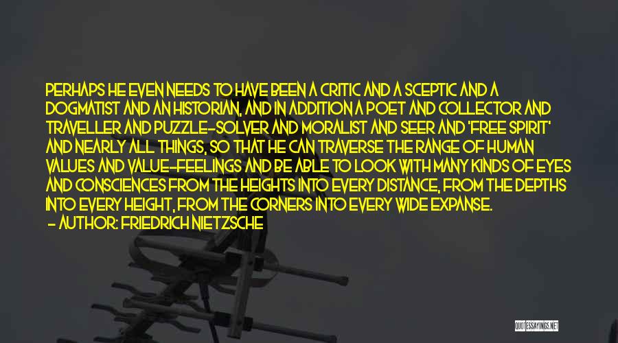 Friedrich Nietzsche Quotes: Perhaps He Even Needs To Have Been A Critic And A Sceptic And A Dogmatist And An Historian, And In