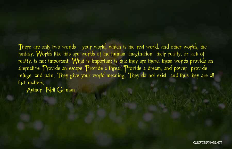 Neil Gaiman Quotes: There Are Only Two Worlds - Your World, Which Is The Real World, And Other Worlds, The Fantasy. Worlds Like