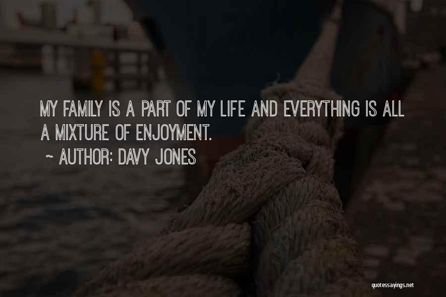 Davy Jones Quotes: My Family Is A Part Of My Life And Everything Is All A Mixture Of Enjoyment.