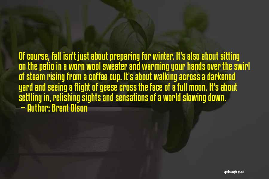 Brent Olson Quotes: Of Course, Fall Isn't Just About Preparing For Winter. It's Also About Sitting On The Patio In A Worn Wool