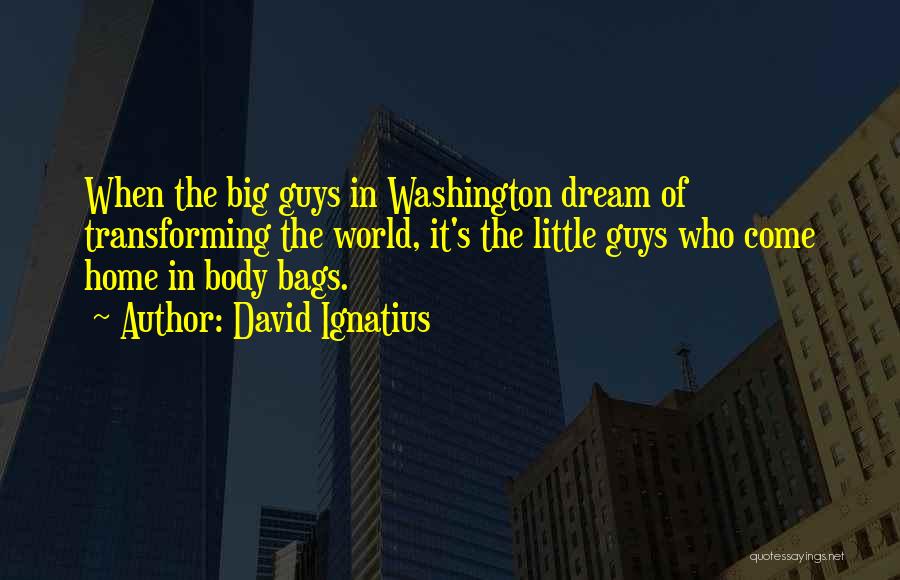 David Ignatius Quotes: When The Big Guys In Washington Dream Of Transforming The World, It's The Little Guys Who Come Home In Body