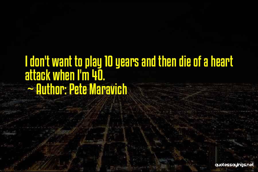 Pete Maravich Quotes: I Don't Want To Play 10 Years And Then Die Of A Heart Attack When I'm 40.