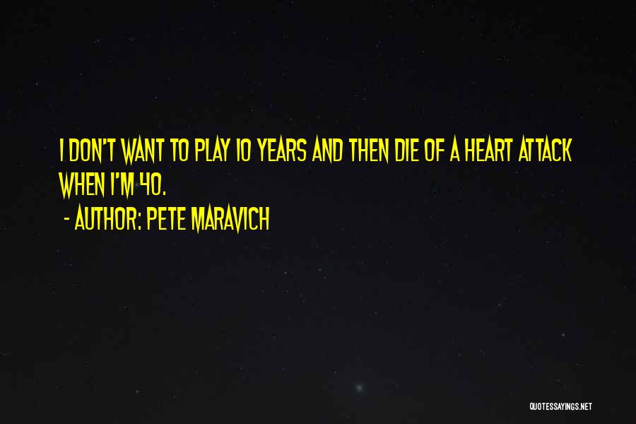 Pete Maravich Quotes: I Don't Want To Play 10 Years And Then Die Of A Heart Attack When I'm 40.