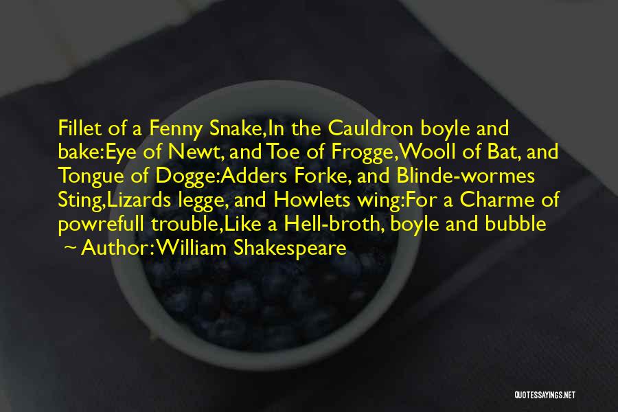 William Shakespeare Quotes: Fillet Of A Fenny Snake,in The Cauldron Boyle And Bake:eye Of Newt, And Toe Of Frogge,wooll Of Bat, And Tongue