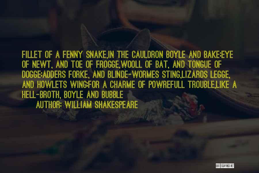 William Shakespeare Quotes: Fillet Of A Fenny Snake,in The Cauldron Boyle And Bake:eye Of Newt, And Toe Of Frogge,wooll Of Bat, And Tongue